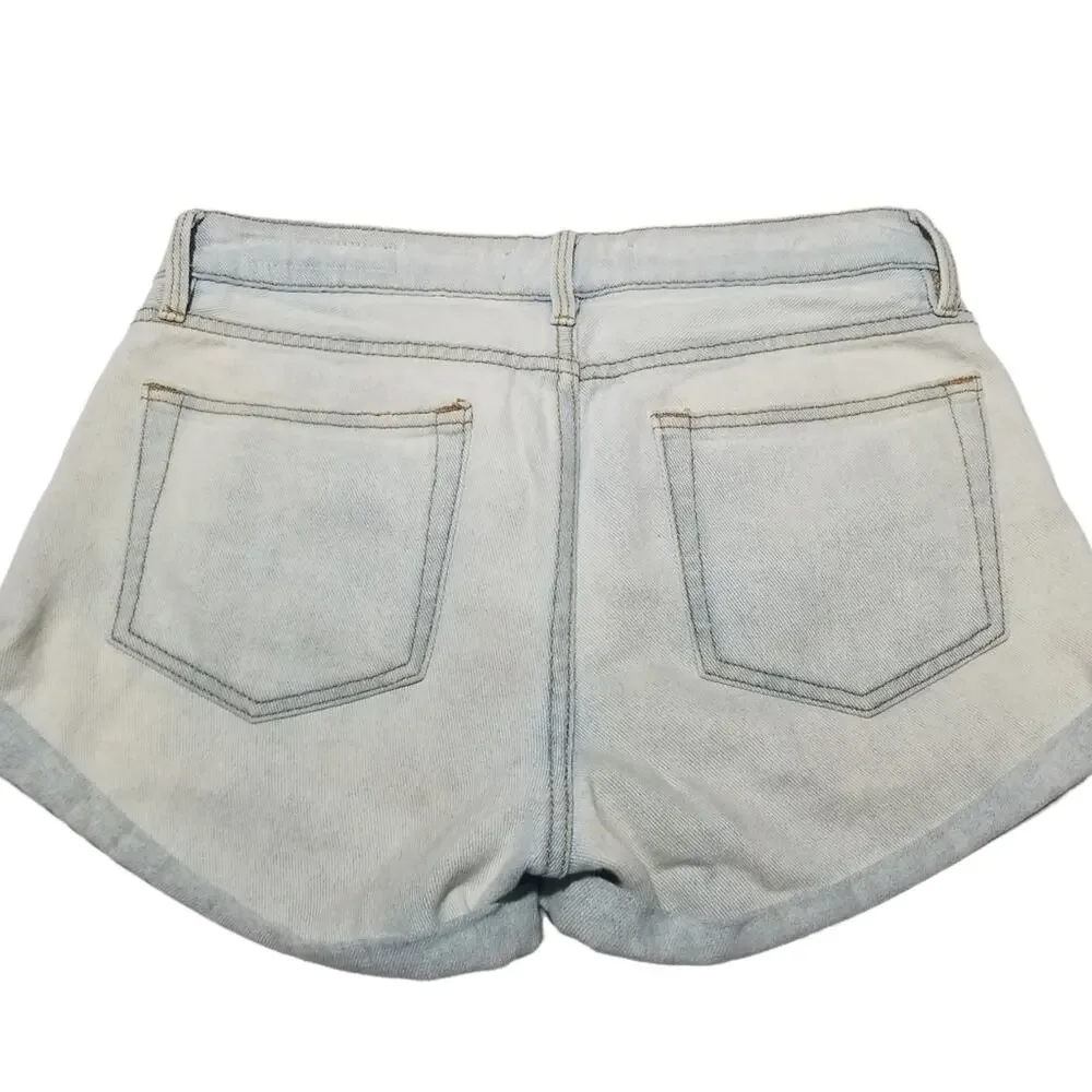 Bullhead Shorts 25 Jean Distressed Denim Girlfriend Light Wash Cuffed